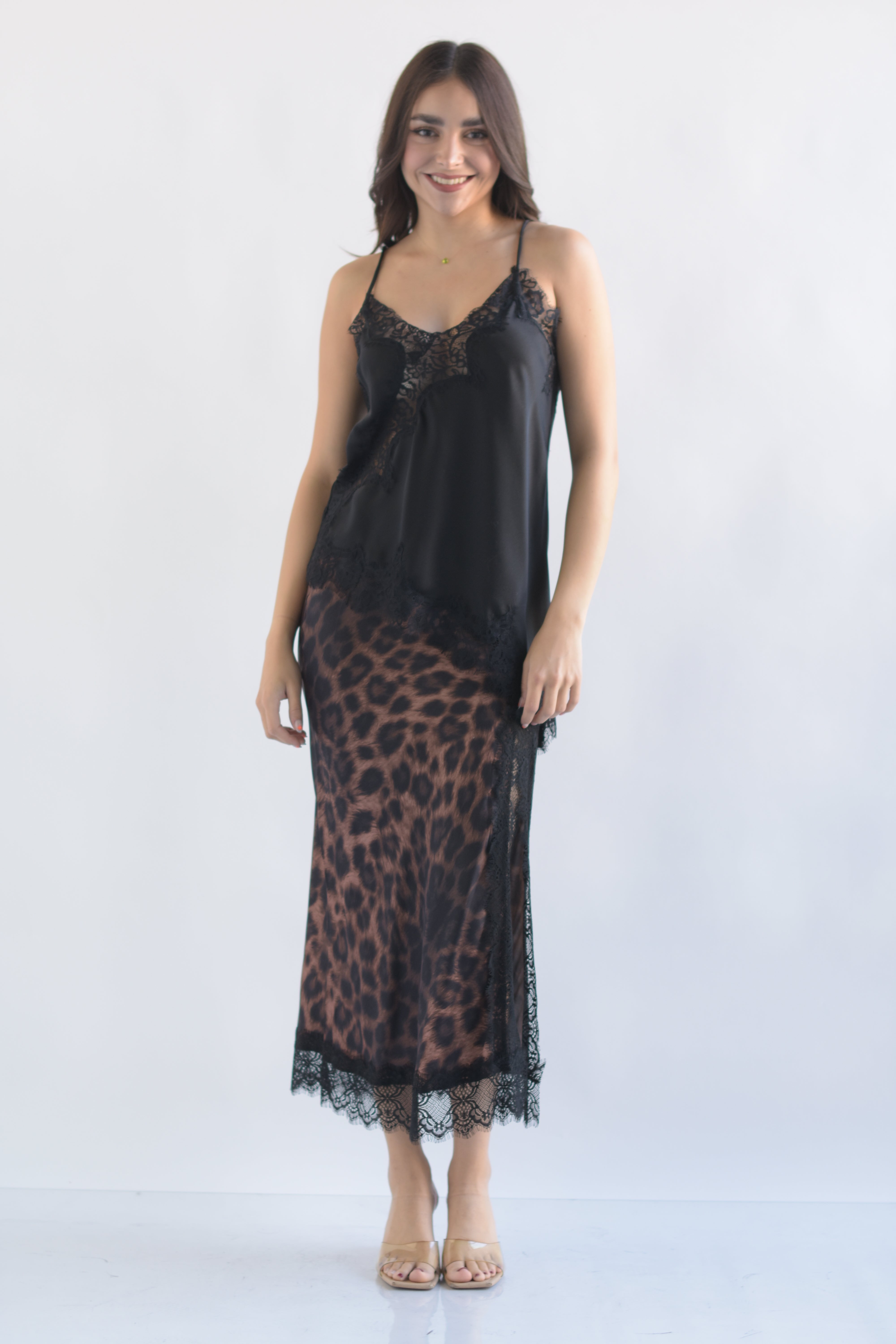 Falda lencera encaje Leopardo