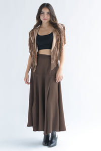 Fashion Styled Falda satín corte A Espresso