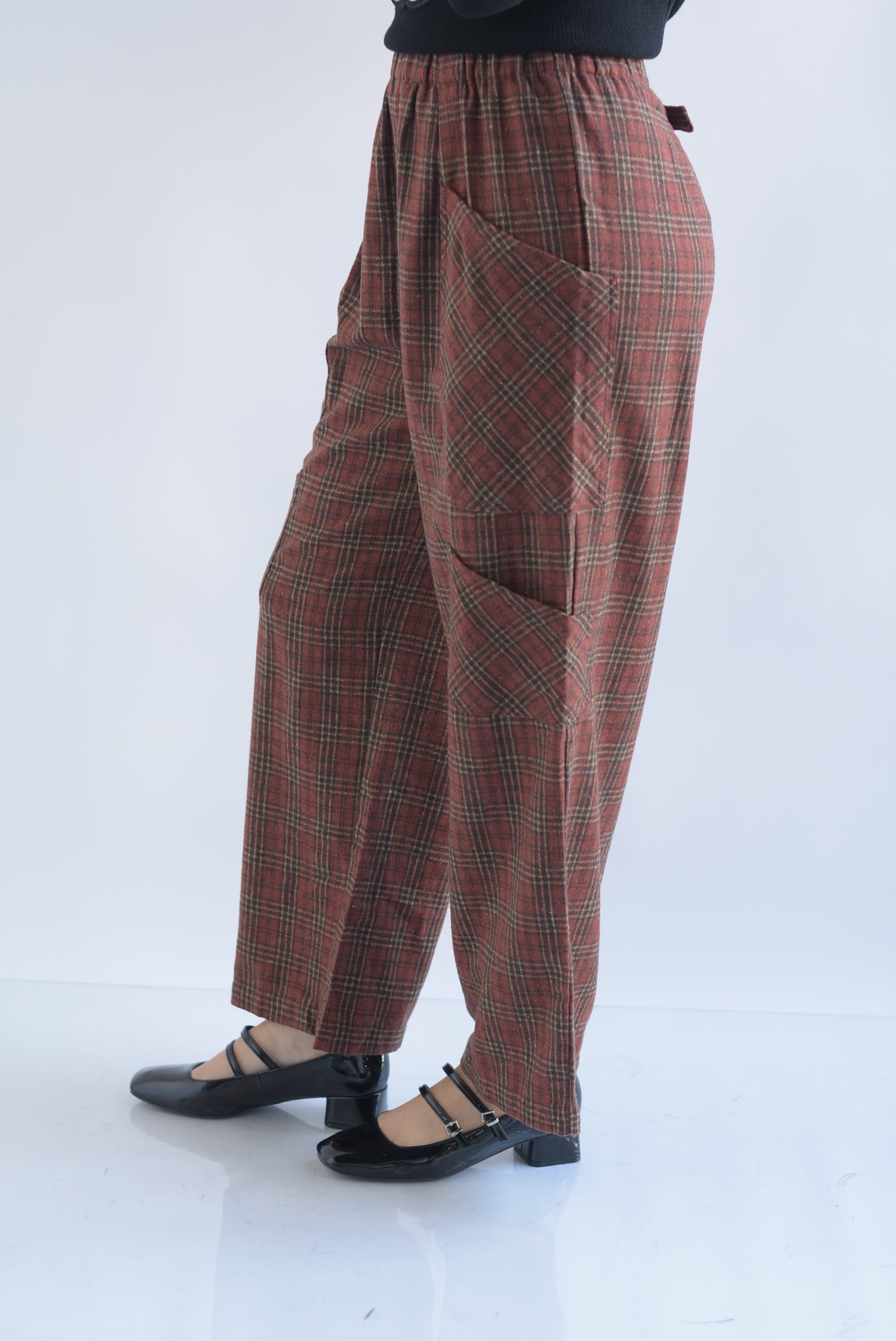 Pantalón cuadros franela Café