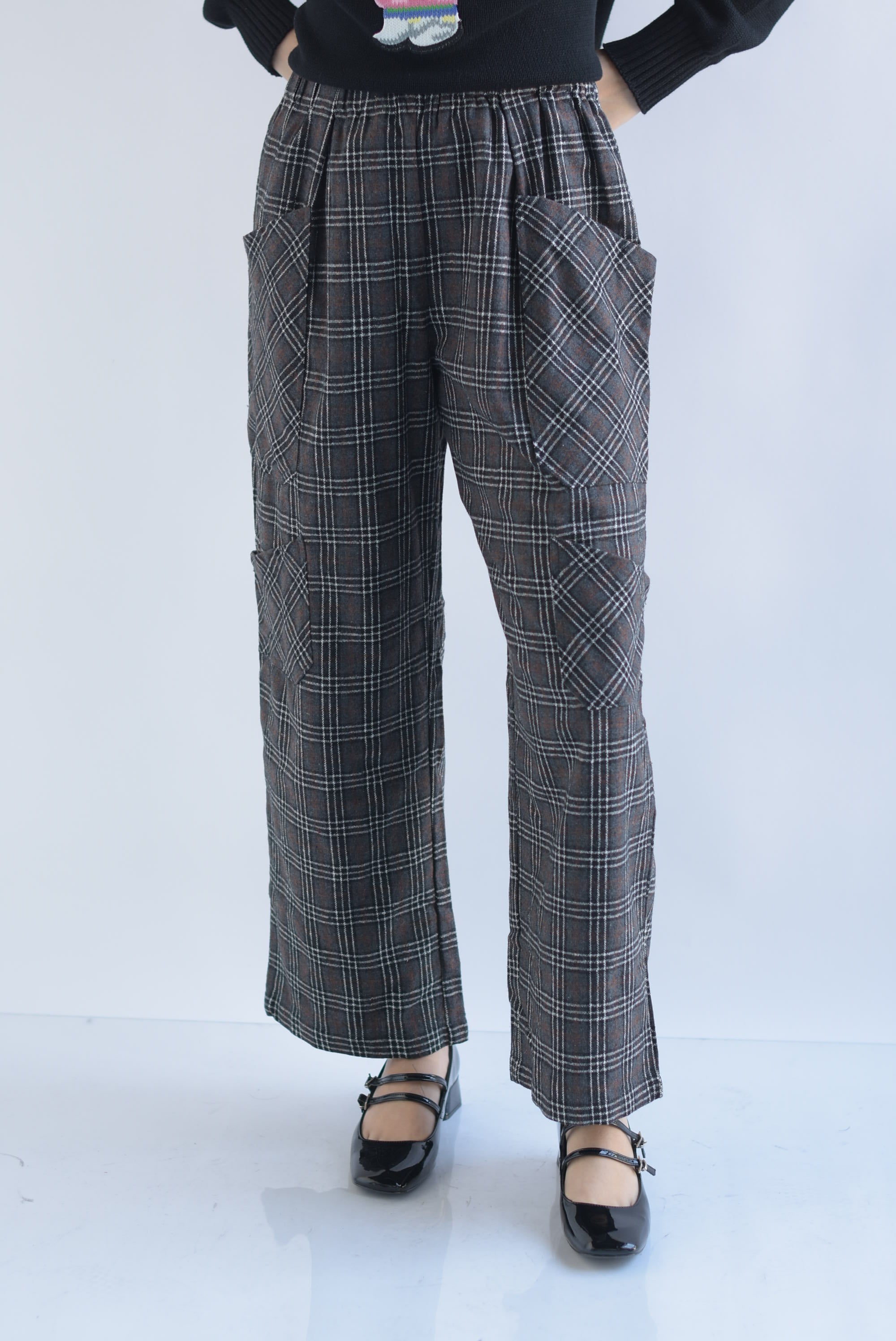 Pantalón cuadros franela Negro