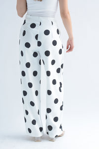 Fashion Styled Pantalón pinzas polka dots Blanco