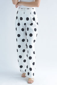 Fashion Styled Pantalón pinzas polka dots Blanco