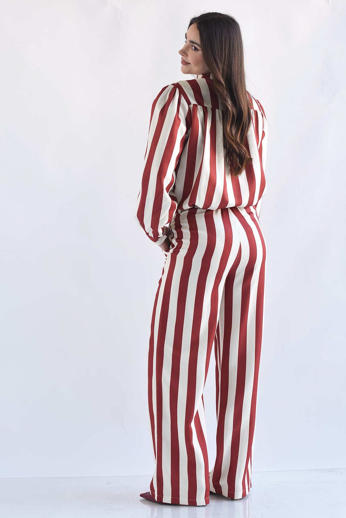 Set Pantalón y Chamarra globo rayas bitono