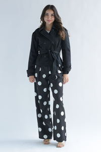 Fashion Styled Gabardina crop cinta Negra