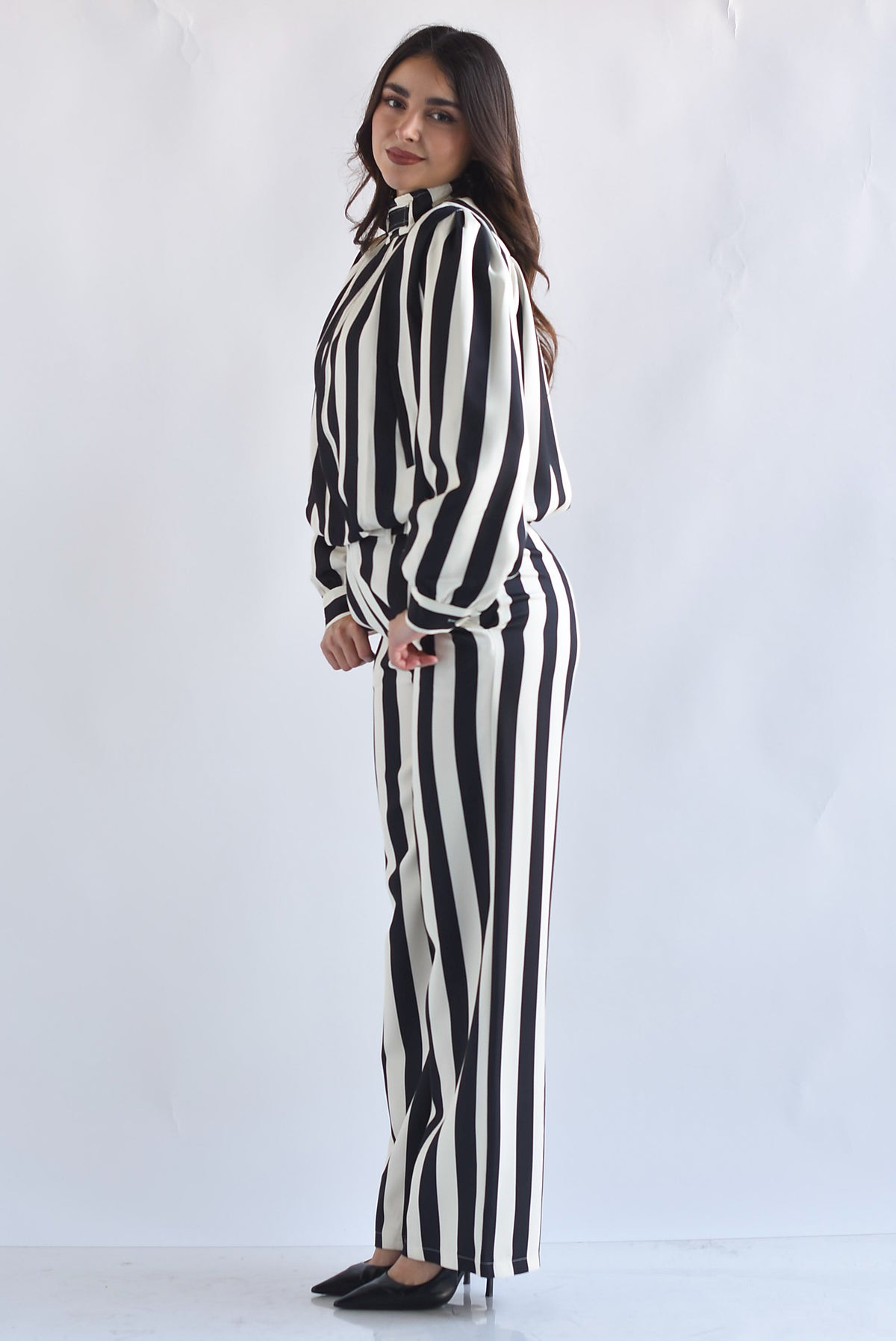 Set Pantalón y Chamarra globo rayas bitono