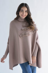 Fashion Styled Poncho líneas fur Moka