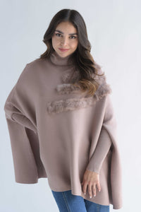 Fashion Styled Poncho líneas fur Moka