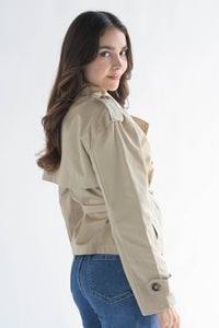 Fashion Styled Gabardina crop cinta Kaki