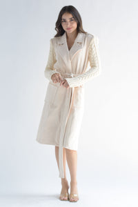 Fashion Styled Abrigo mangas y espalda tejido Ivory