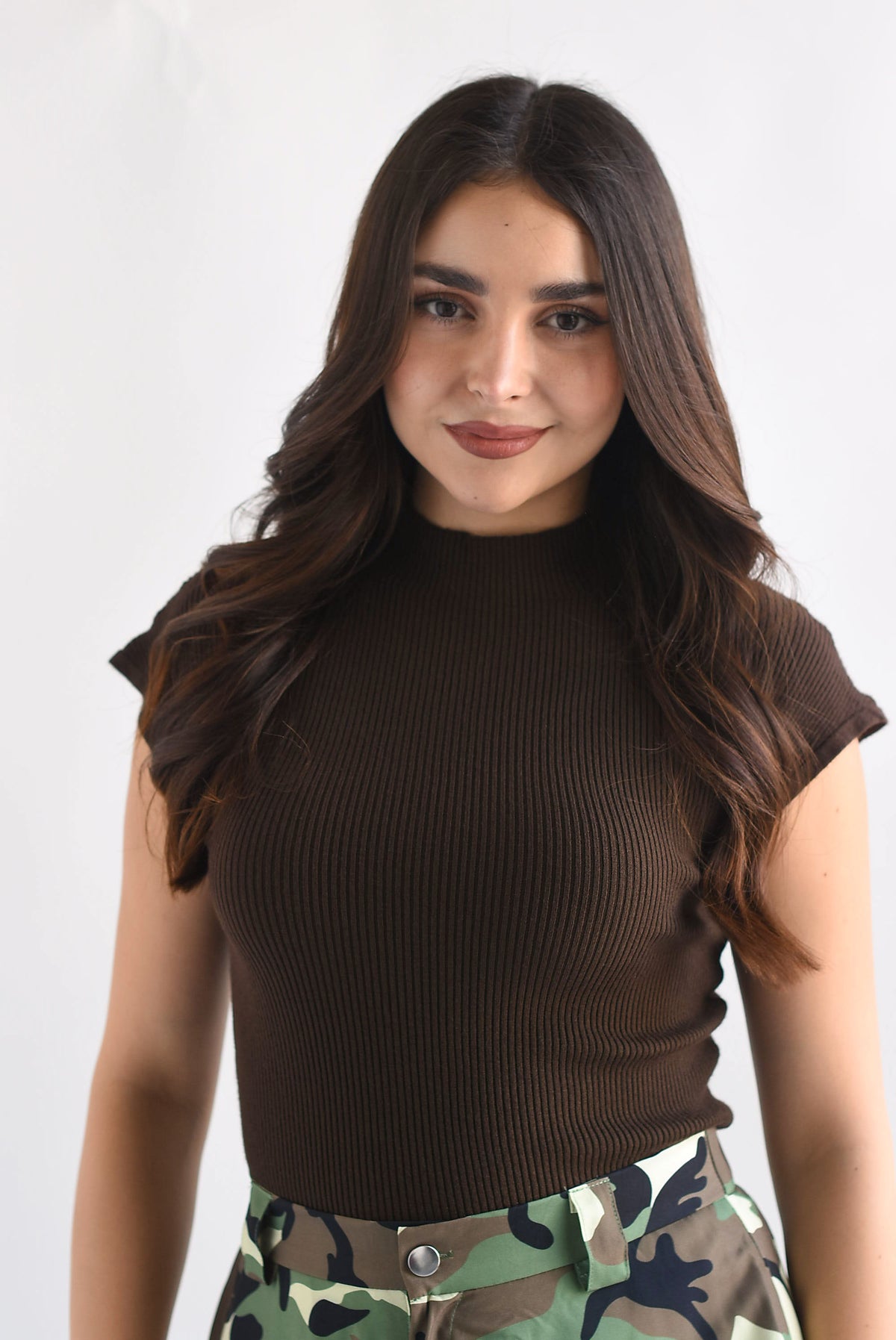 Blusa punto canalé manga corta