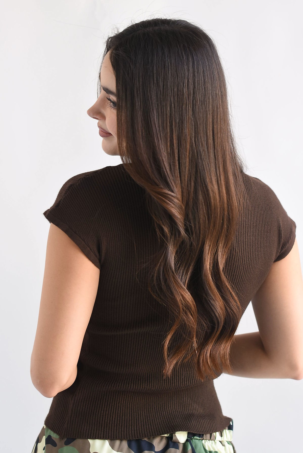 Blusa punto canalé manga corta