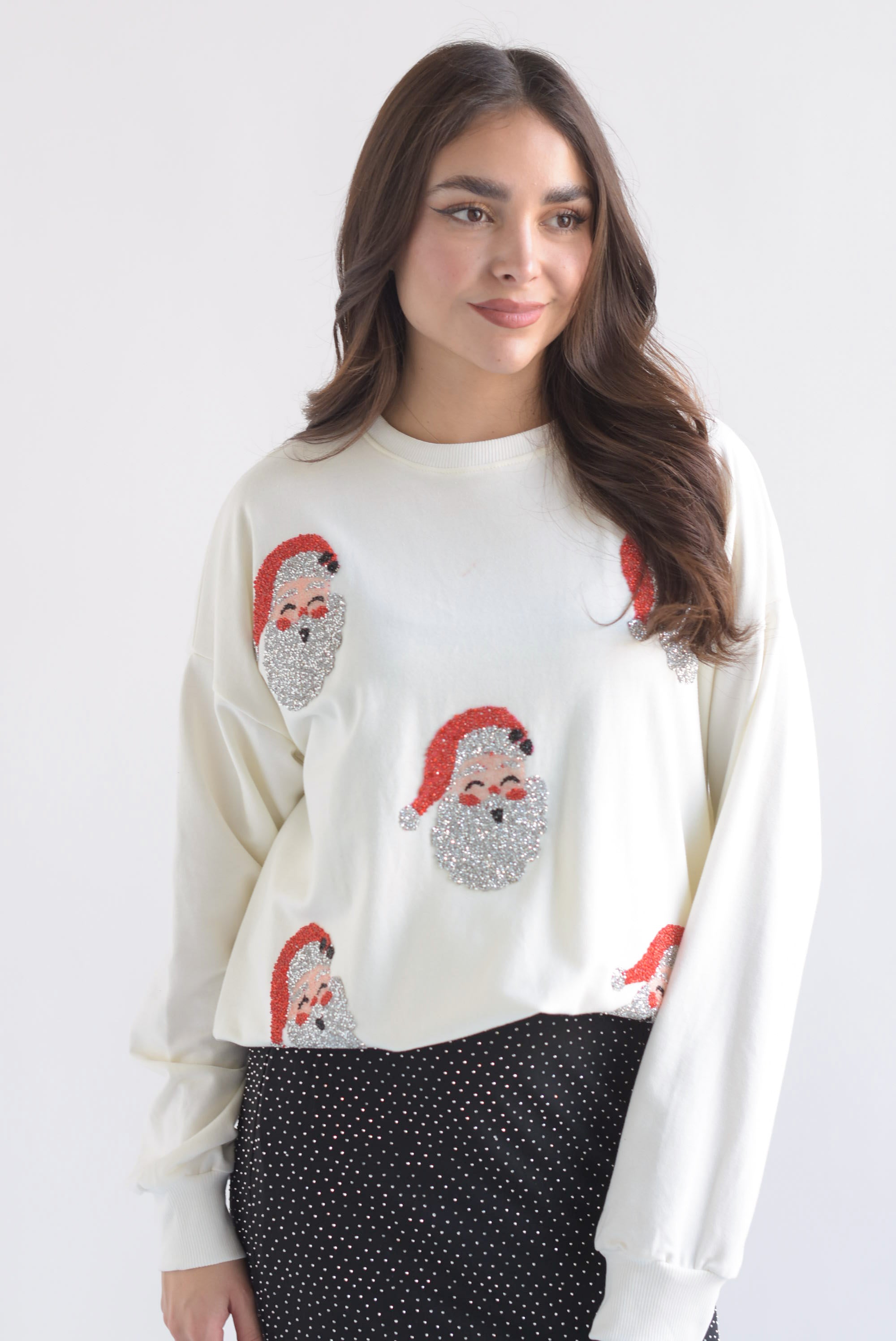 Sudadera Santa brillos Blanco