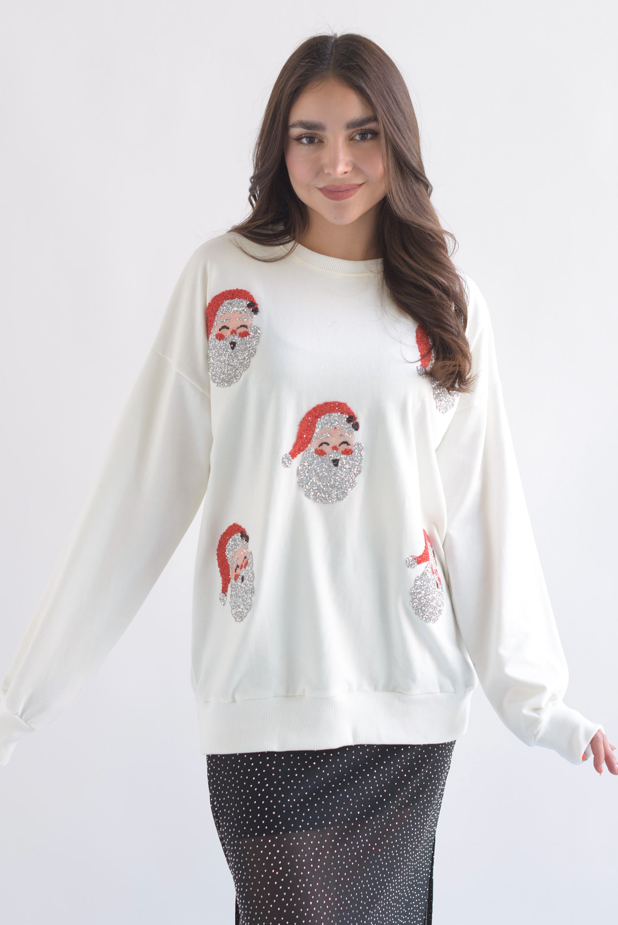 Sudadera Santa brillos Blanco