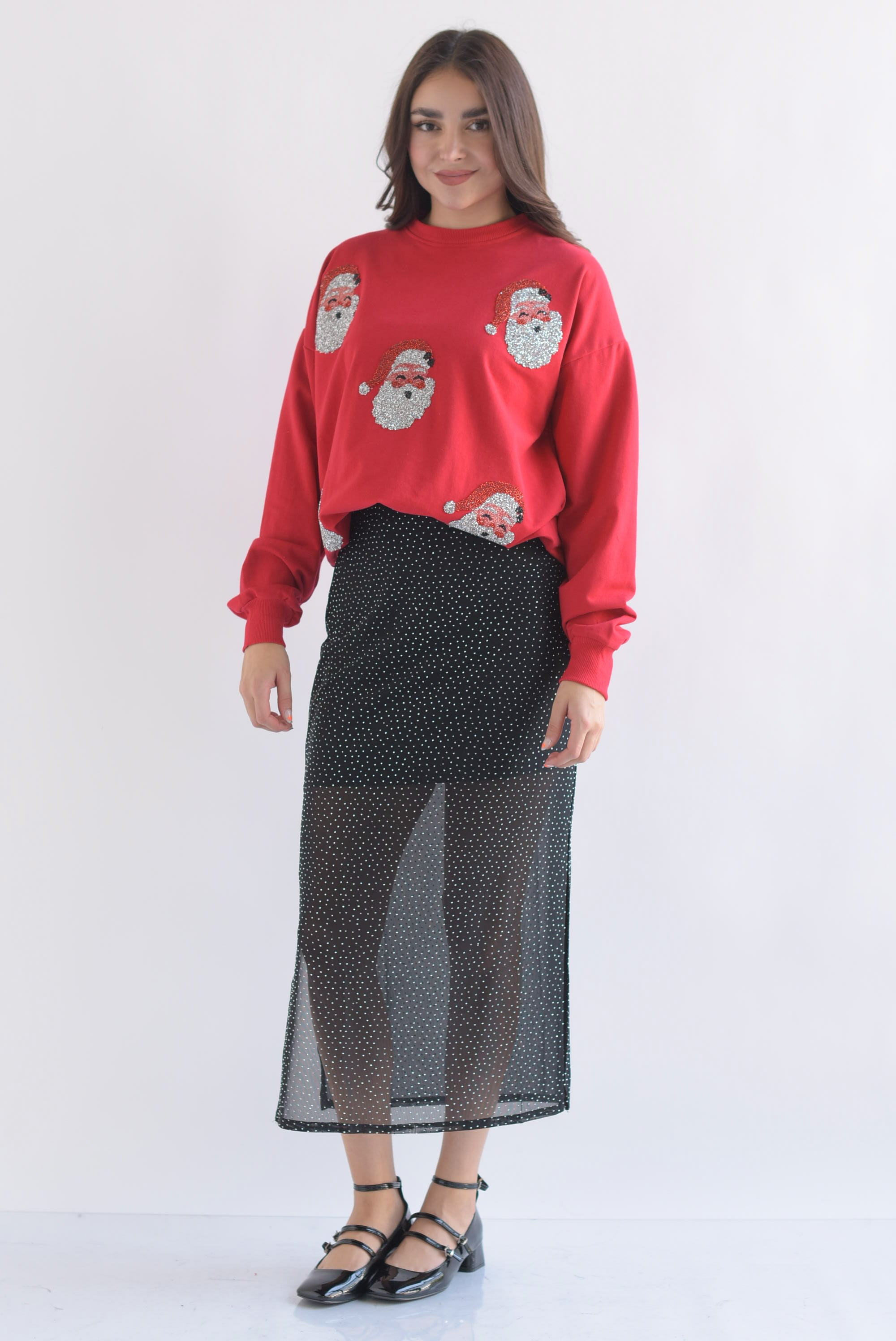 Sudadera Santa brillos Rojo