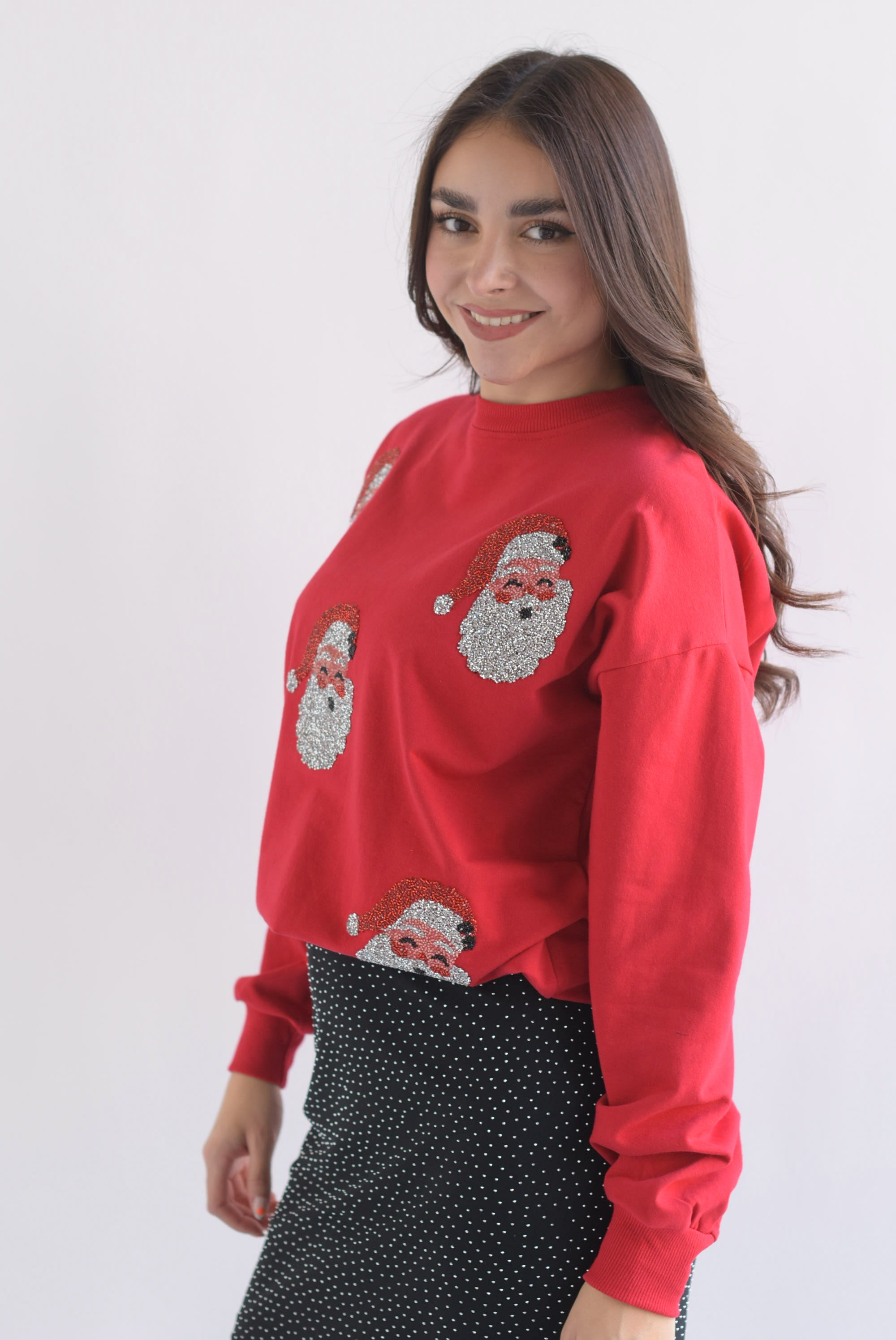 Sudadera Santa brillos Rojo