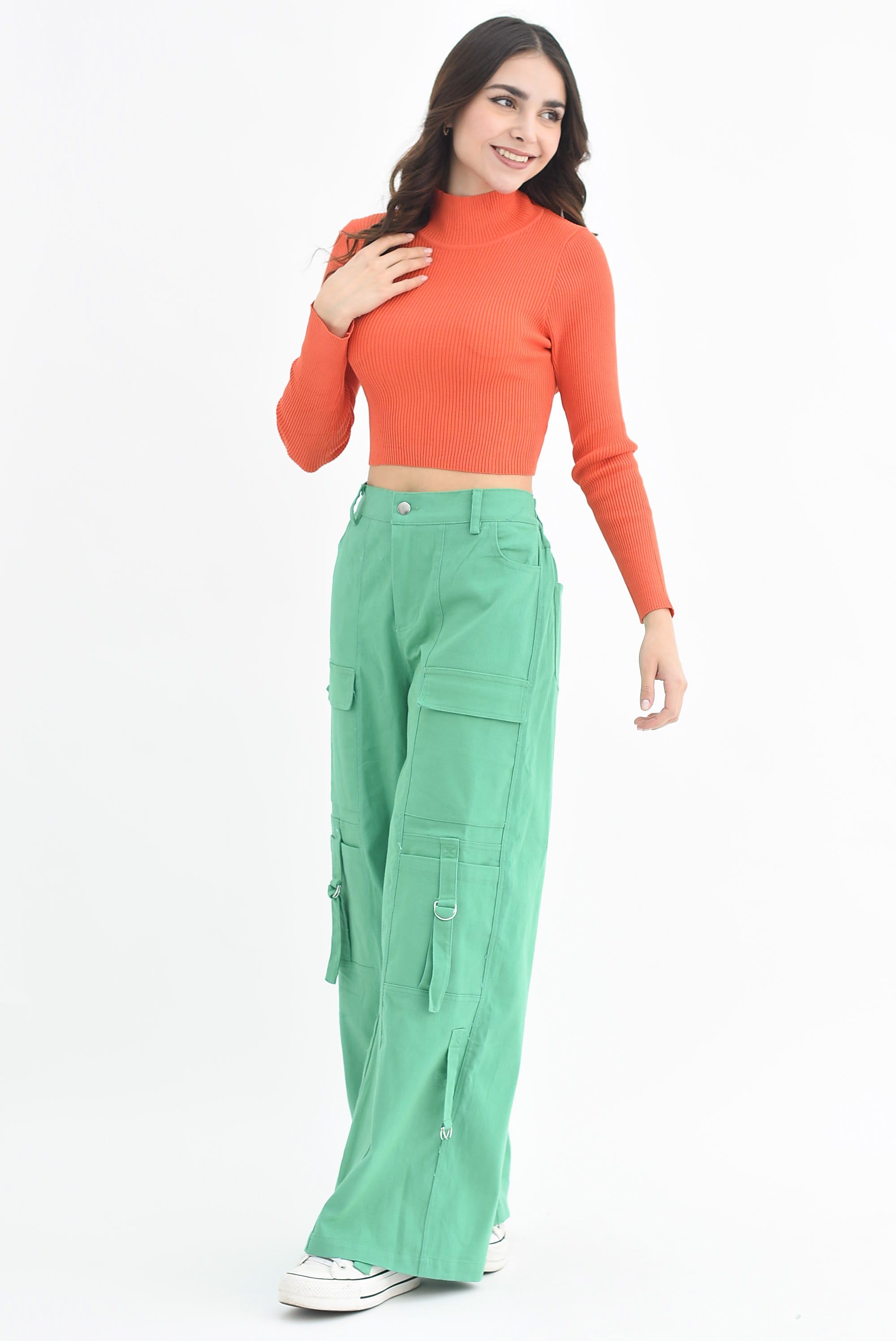 Pantalón pierna ancha cargo Verde