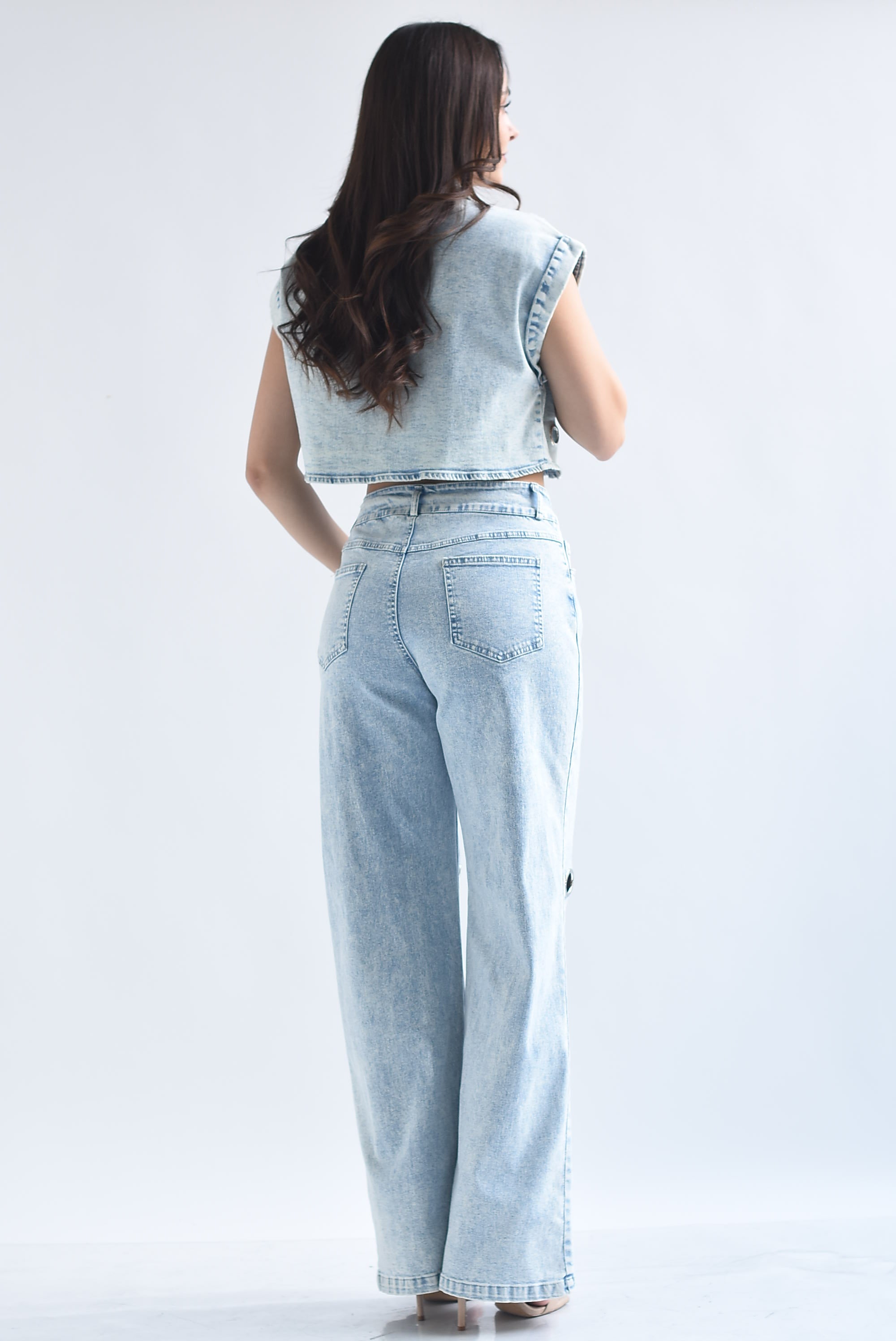 Set Jeans y Chaleco aros Denim acid wash