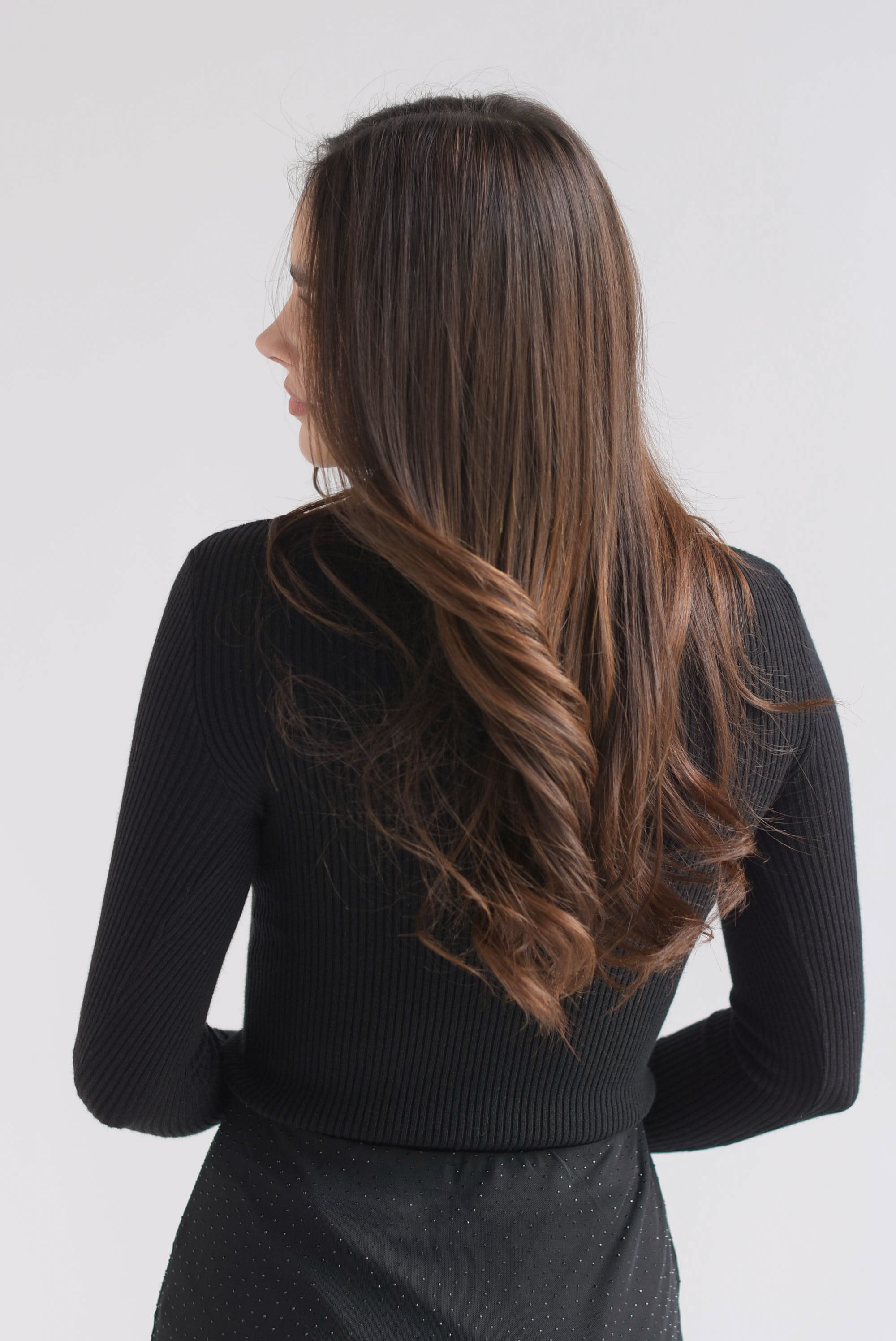 Blusa tipo sweater punto canalé Negro