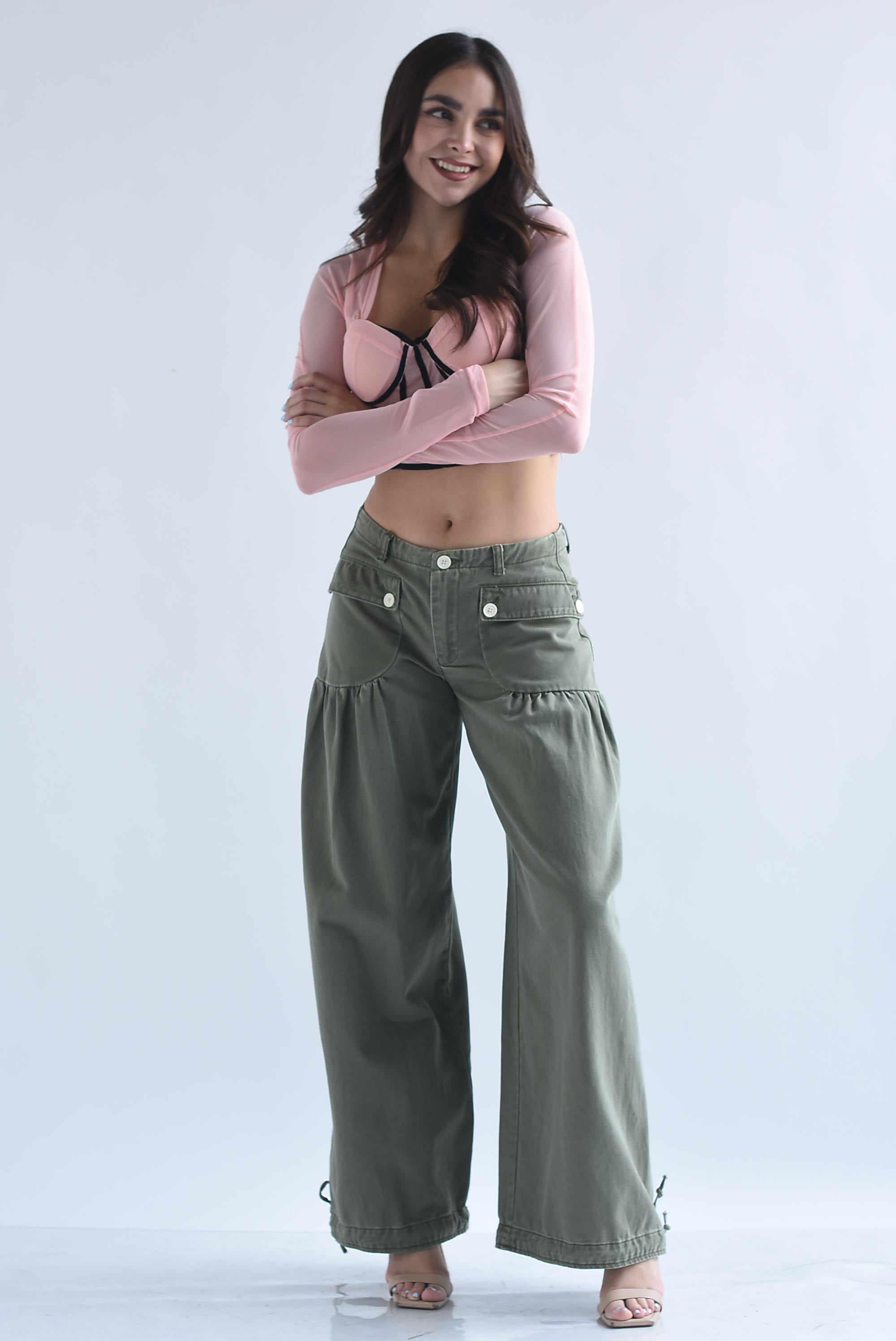 Pantalón globo bolsillos cargo Denim