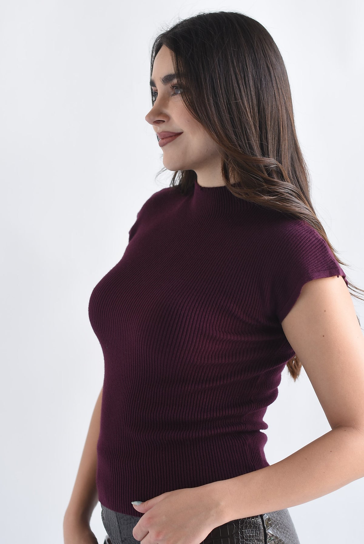 Blusa punto canalé manga corta