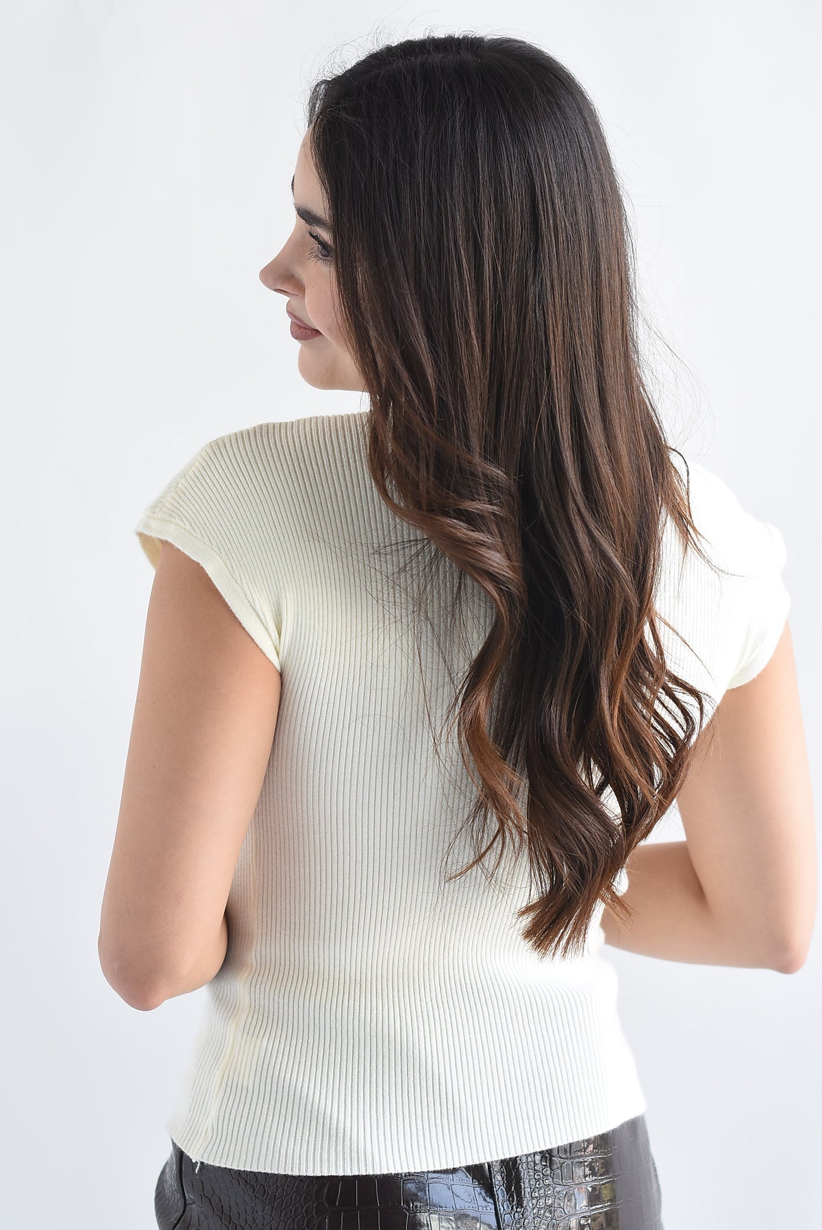 Blusa punto canalé manga corta