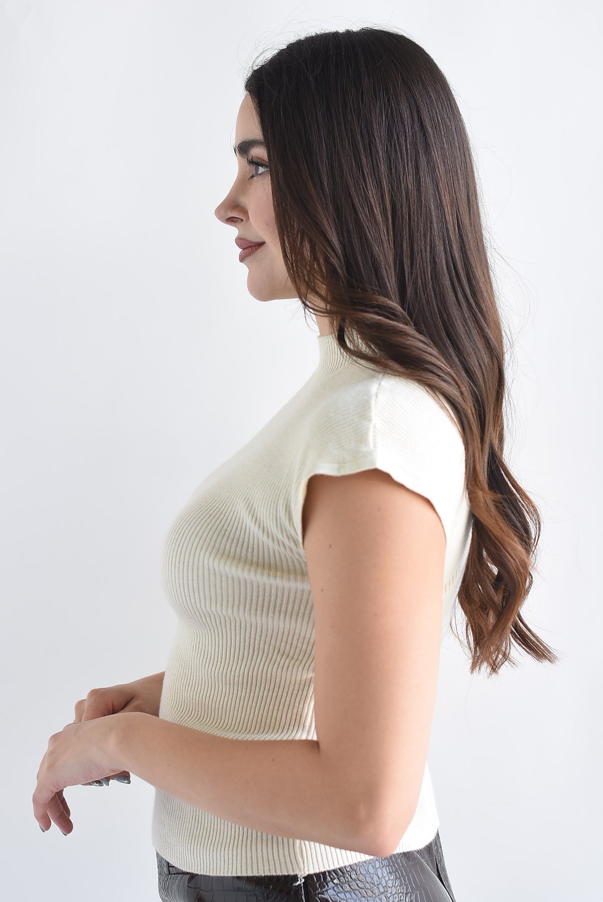 Blusa punto canalé manga corta