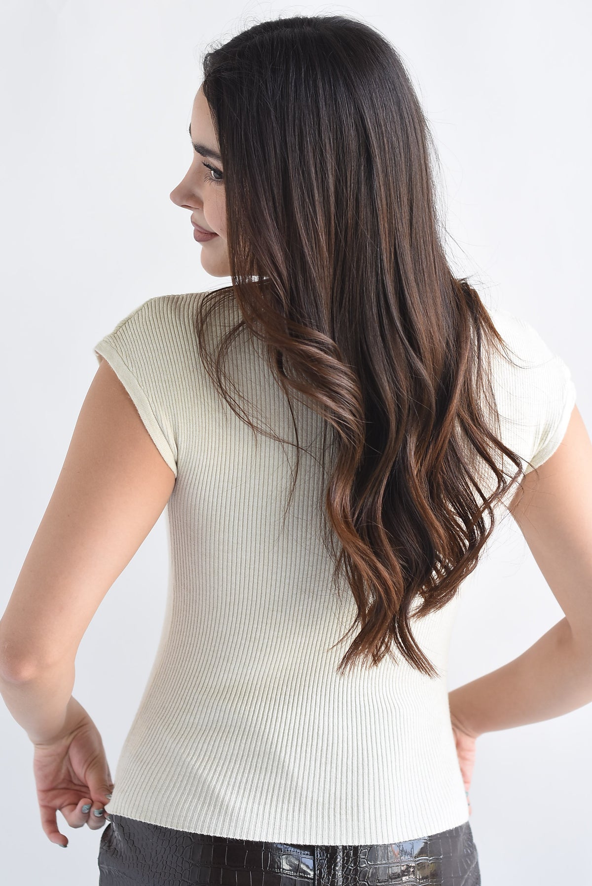 Blusa punto canalé manga corta