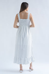 Fashion Styled Vestido tirante grueso polka dots Blanco