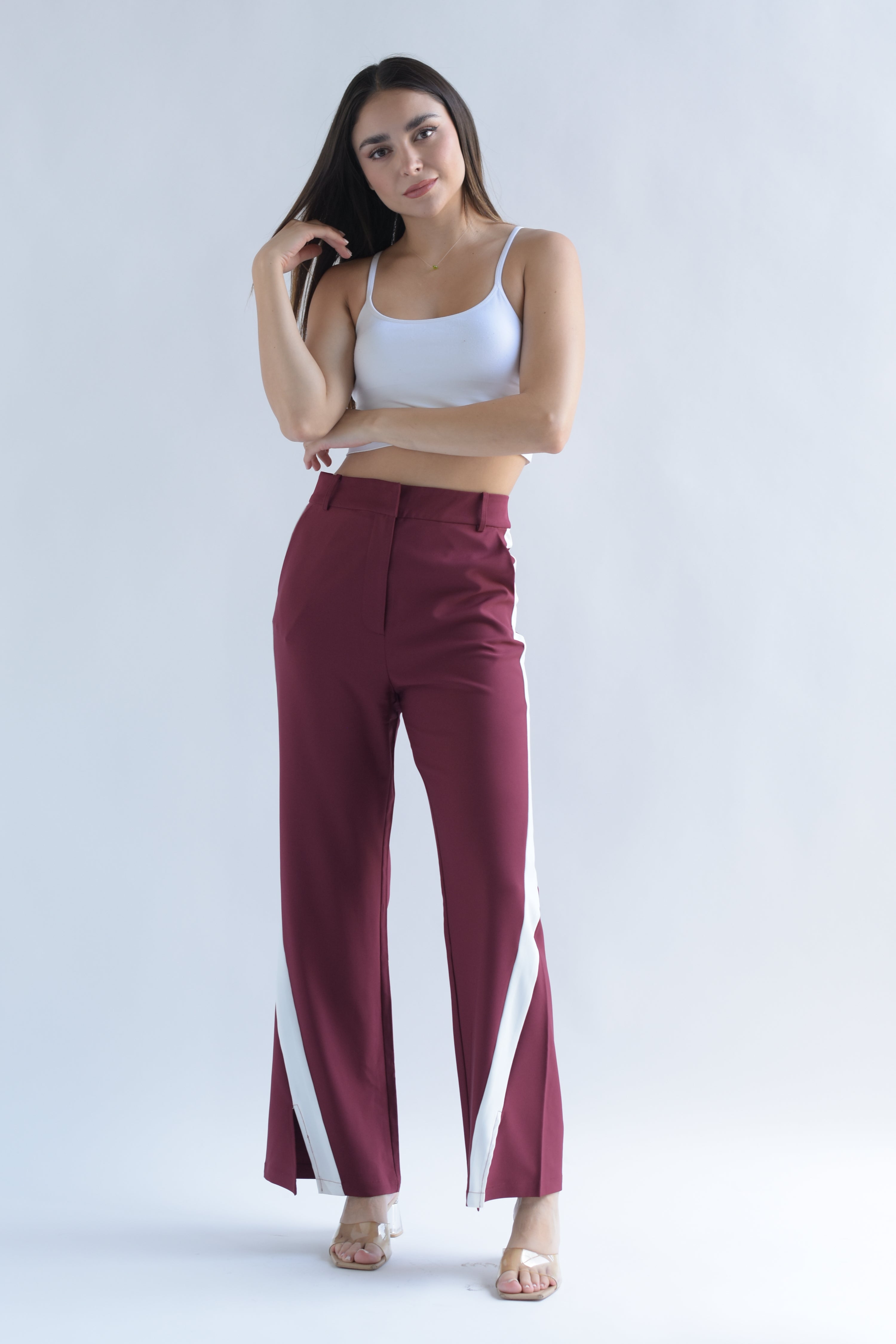 Set Pantalón y Blazer track diagonal Vino