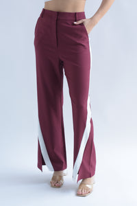Fashion Styled Set Pantalón y Blazer track diagonal Vino
