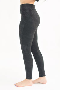 Fashion Styled Leggings tipo ante pretina ancha Negro