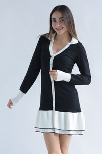 Fashion Styled Vestido punto olanes Black & White