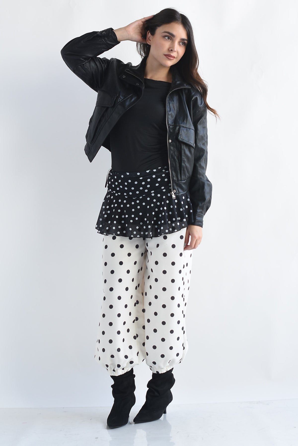 Falda mini mesh polka dots