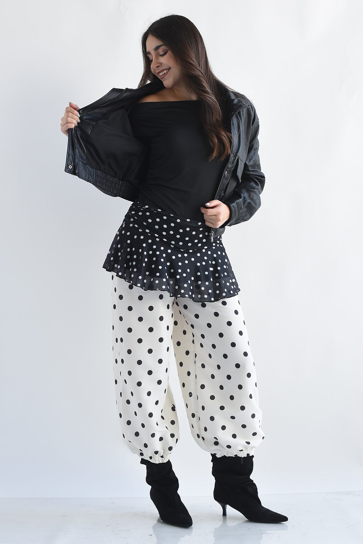 Falda mini mesh polka dots
