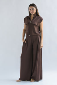 Fashion Styled Set Pantalón pinza lateral y Chaleco Espresso