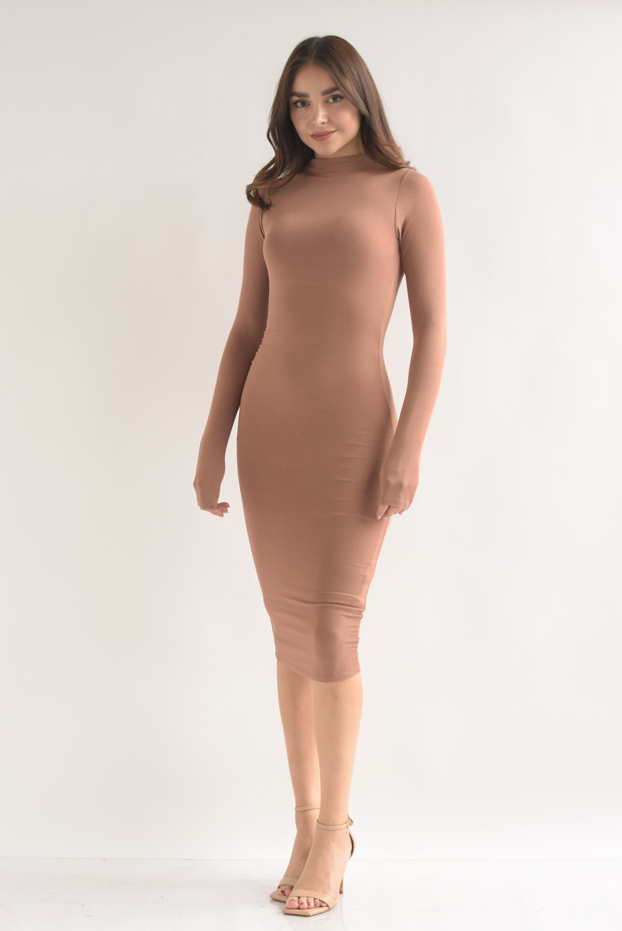 Vestido midi manga larga