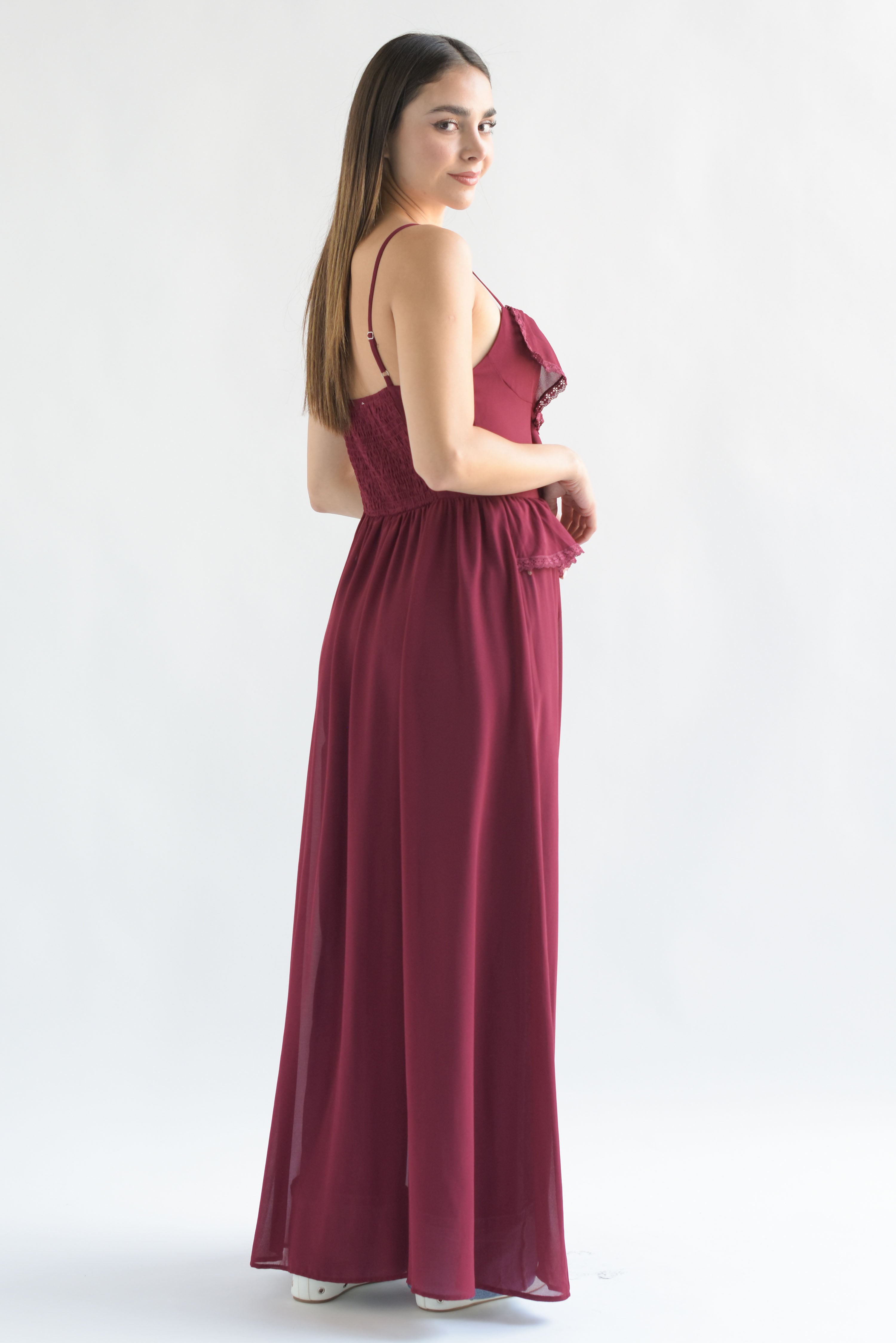 Maxi blusa olanes tira encaje Rojo