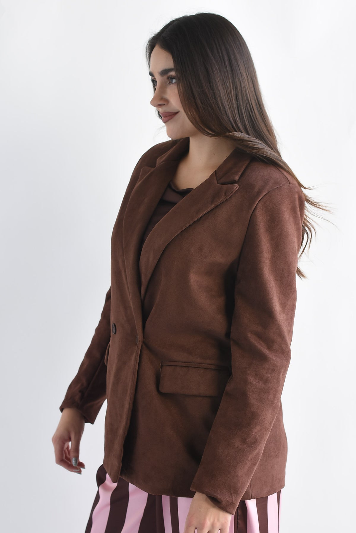 Blazer cruzado suede Café