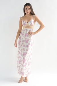 Fashion Styled Vestido mesh cut-out encaje Ivory