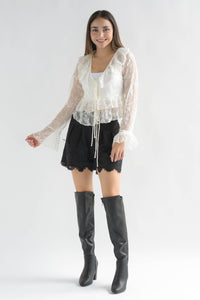 Fashion Styled Short suede encaje Negro