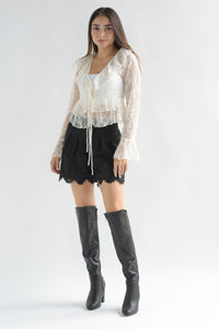 Fashion Styled Short suede encaje Negro