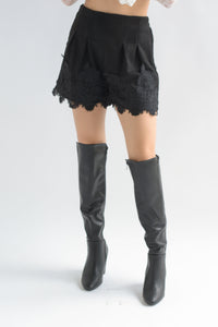 Fashion Styled Short suede encaje Negro