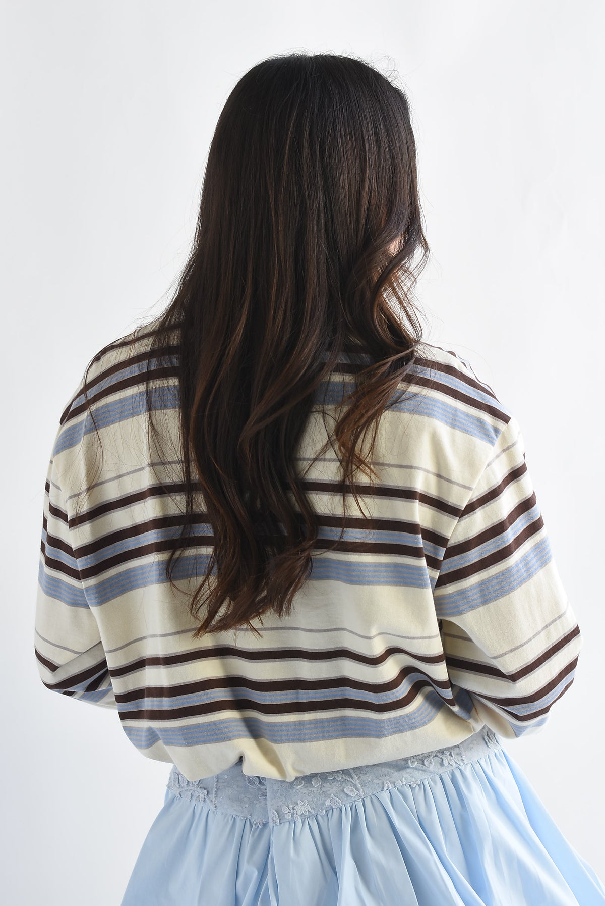 Blusa globo cuello polo rayas