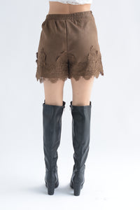 Fashion Styled Short suede encaje Café