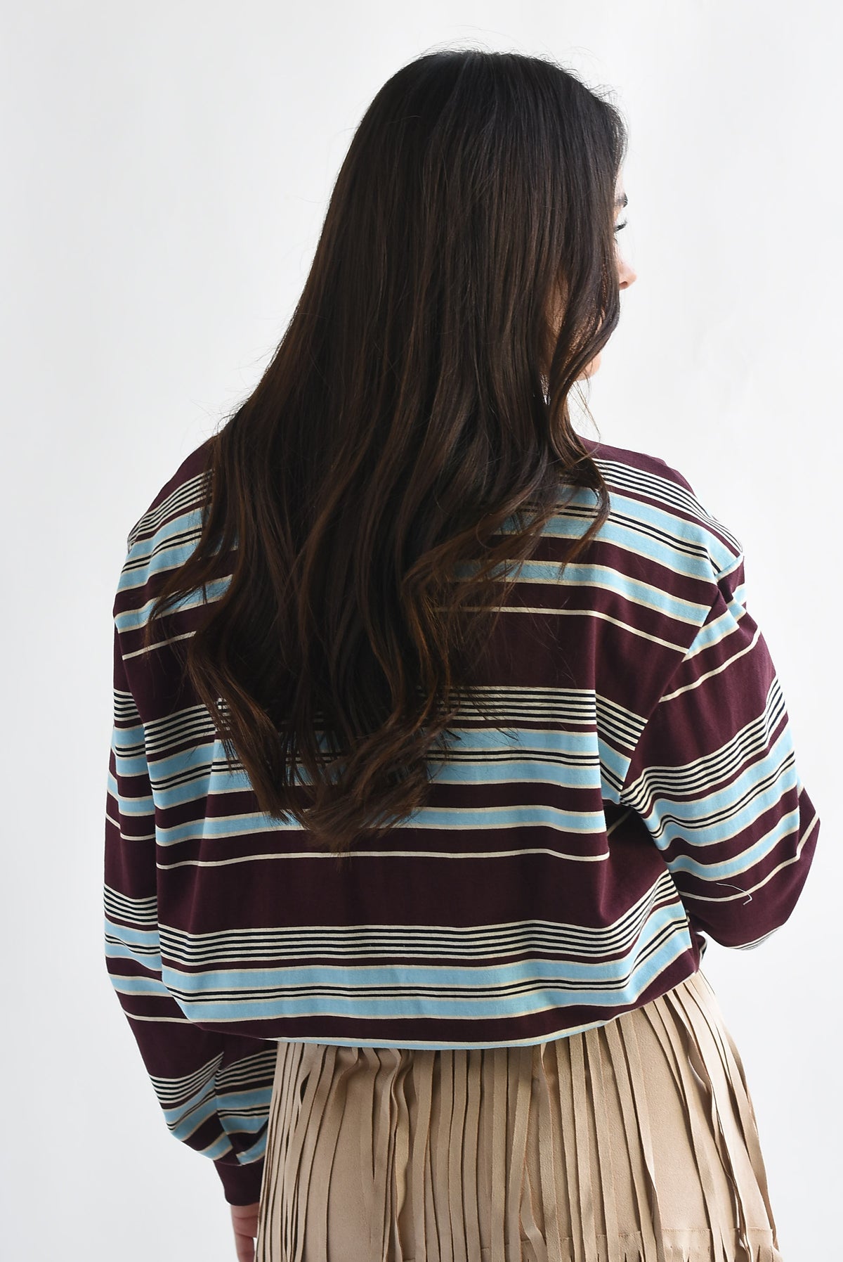 Blusa globo cuello polo rayas