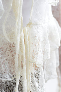 Fashion Styled Blusa encaje olanes lazos Blanco