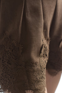 Fashion Styled Short suede encaje Café