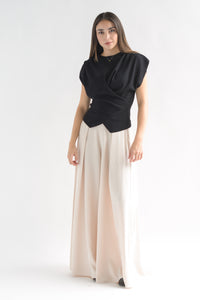 Fashion Styled Pantalón sastre pata de elefante Beige