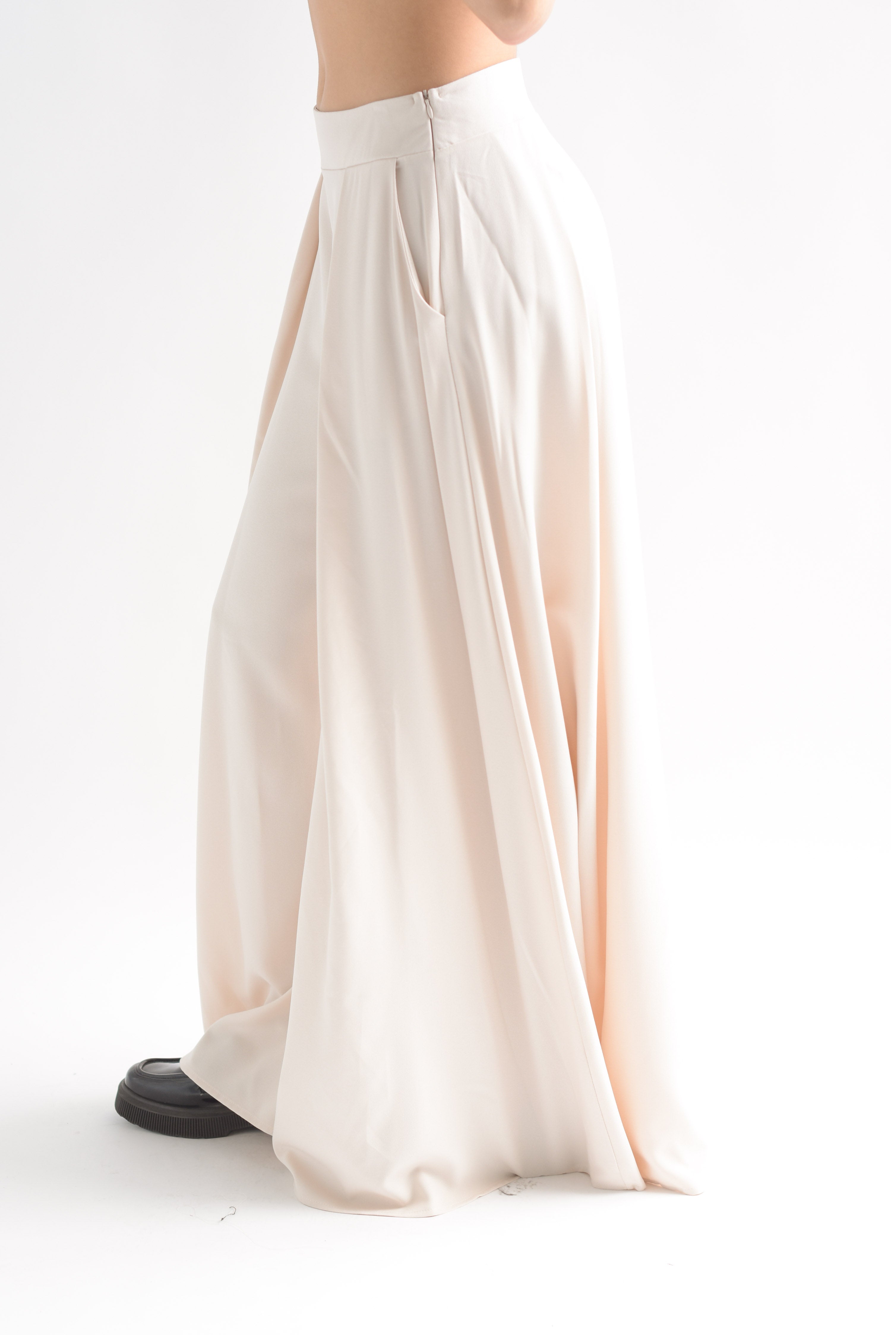 Pantalón sastre pata de elefante Beige