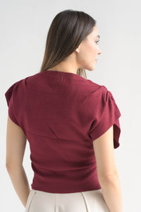Fashion Styled Blusa punto asimétrica cruzada Rojo